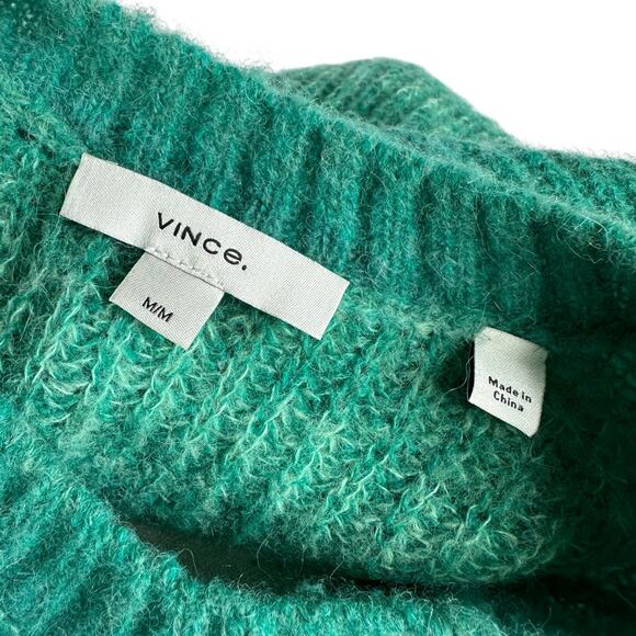 VINCE Women's Space Dye Green Crew Neck Sweater Alpaca Wool Women's Size Medium - Picture 4 of 7